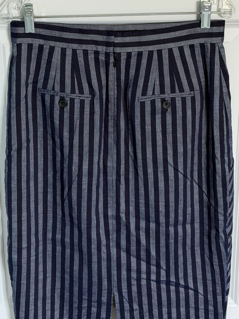 Tracy Reese Navy Blue Directional Stripe Midi Skirt Size 8 39658 - Picture 8 of 12